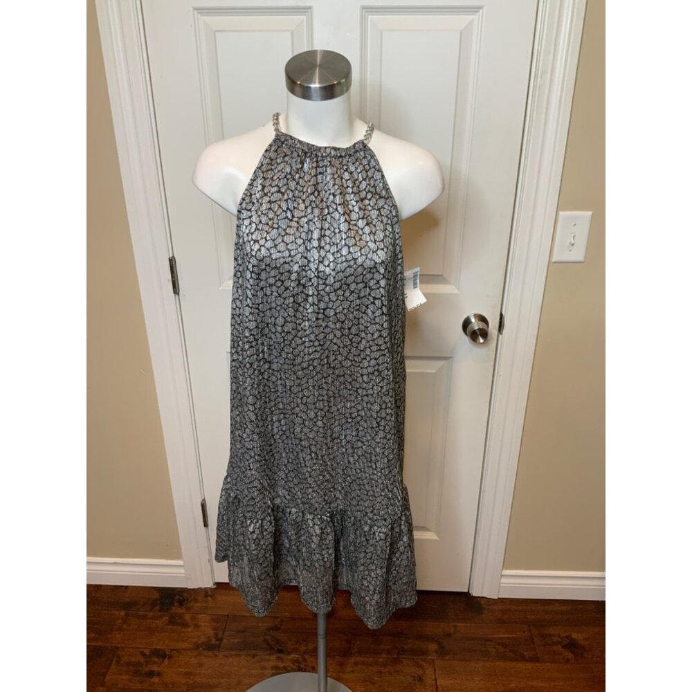 Michael Kors Silver & Black Shimmering Sleeveless Dress, NWT! $120 Size XS